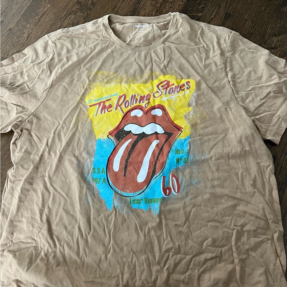 Old Navy Tan Rolling Stones Graphic Tee